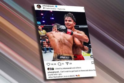 Jojo berkongsi impian untuk kembali ke gelanggang pertarungan selepas Ramadan ini. Foto Instagram Johan Ghazali.
