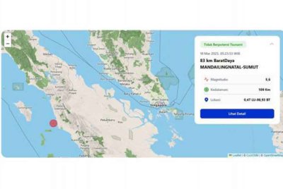 Gegaran turut dilaporkan dirasai di beberapa kawasan di Semenanjung Malaysia terutamanya di Lembah Klang.