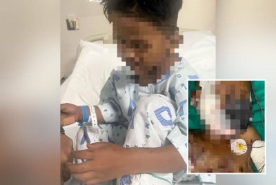 Dua kanak-kanak malang tersebut dikejarkan ke zon merah HSB sekitar jam 9.30 pada malam Selasa. Foto POLIS