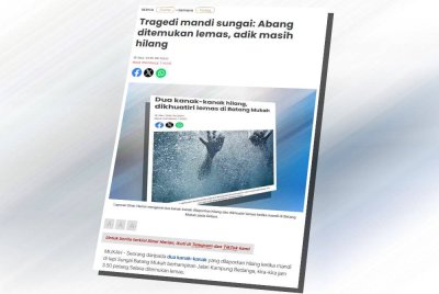 Abang mangsa, Dexper Kiu Kuang Wei, 10, ditemukan pasukan polis yang menyertai operasi mencari dan menyelamat pada 4.40 petang Rabu.