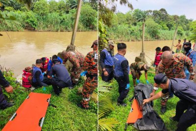 Mayat mangsa ditemui pada hari ketiga operasi SAR melibatkan beberapa agensi di Sungai Lasah berhampiran Kampung Ara Felda pada Khamis.