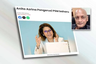 Laporan Sinar Harian mengenai Anita Azrina yang dilantik sebagai Pengerusi PSM. Gambar kecil: Pekan