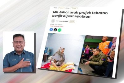 Kerajaan negeri tidak akan berkompromi dengan mana-mana pihak yang melengahkan pelaksanaan projek tebatan banjir di Johor. (Gambar kecil: Samsudin)