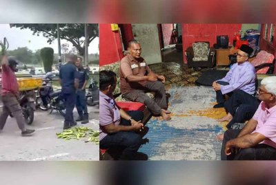 Rajasekaran (duduk, kiri) dan Hasnor bertemu dengan penjaja petai di rumahnya. Foto: Facebook Rajasekaran
