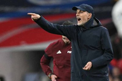 Tuchel kurang gembira dengan persembahan para pemainnya ketika menentang Albania. Foto AFP