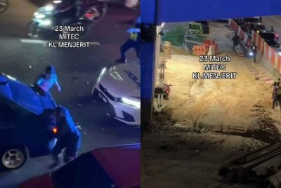 Video kejadian yang tular di media sosial, memaparkan sebuah kereta peronda polis tiba-tiba menahan kereta jenis Perodua Bezza di Jalan Kuching pada awal pagi Ahad.