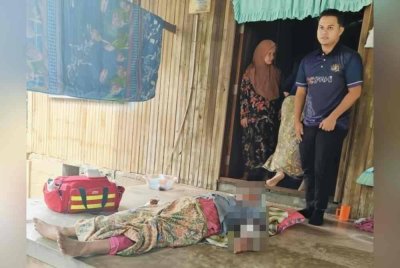 Keadaan Zainab semasa hari kejadian selepas parah dirodok gajah jantan tiga tan pada Khamis lalu di Kampung Laloh, Kuala Krai.