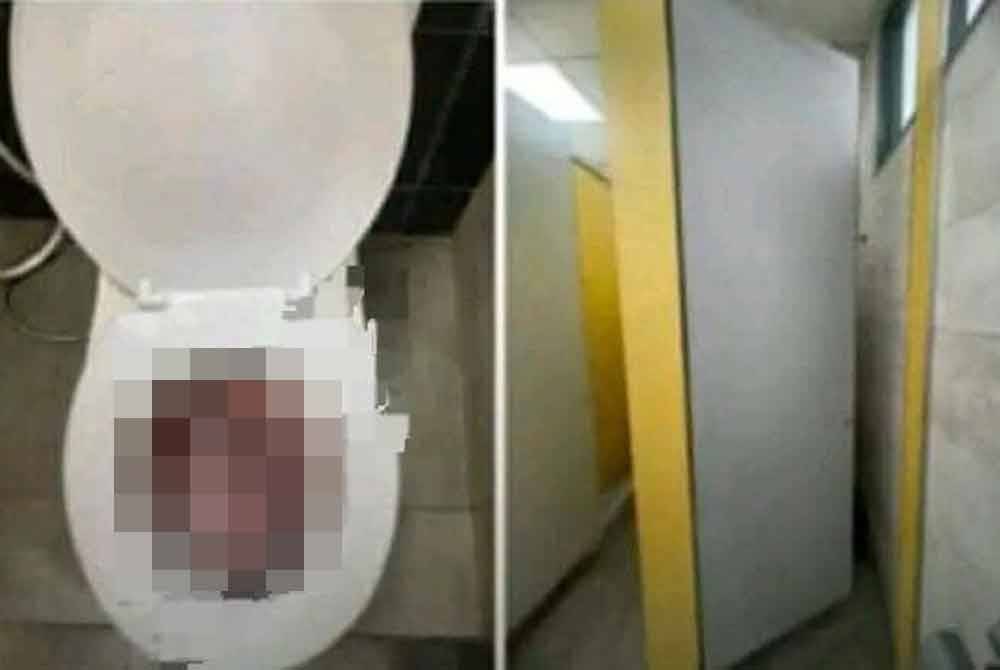 Mayat bayi yang ditemui terlangkup dalam mangkuk tandas wanita di sebuah stesen minyak di Sungai Haji Dorani di sini pada tengah hari Ahad.