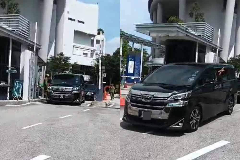 Kenderaan yang membawa Ismail Sabri keluar dari Ibu Pejabat SPRM di Putrajaya pada Isnin.