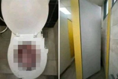 Mayat bayi yang ditemui terlangkup dalam mangkuk tandas wanita di sebuah stesen minyak di Sungai Haji Dorani di sini pada tengah hari Ahad.