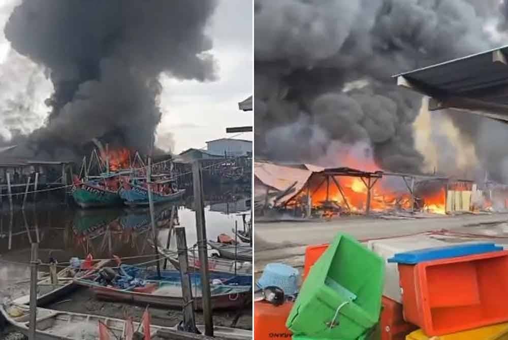 Kebakaran memusnahkan sebuah rumah dan dua jeti ikan di Jeti Achok, Lorong 11, Sekinchan di sini pada Selasa.