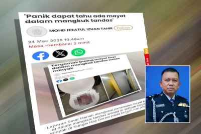 Laporan Sinar Harian pada Isnin. Gambar kecil: Md Yusof