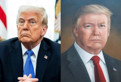 Lukisan minyak potret Trump yang dihasilkan artis Britain, Sarah Boardman.