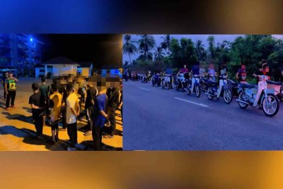 Aksi 'superman' seorang penunggang motosikal di jalan Persisir Pantai Pulau Kambing, Bachok menjerat diri selepas ditahan polis pada Khamis.
