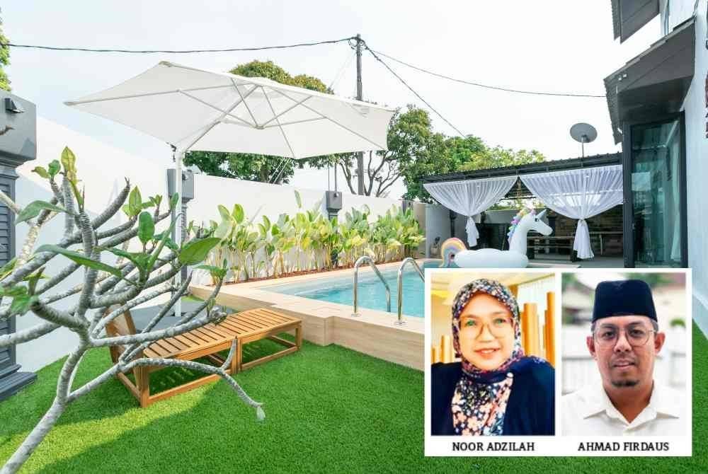 Homestay lebih besar dan berhalaman luas serta dilengkapi pelbagai kemudahan menjadi pilihan tetamu untuk dijadikan tempat berkumpul semua ahli keluarga sempena Aidilfitri. Gambar kecil: Noor Adzilah dan Ahmad Firdaus