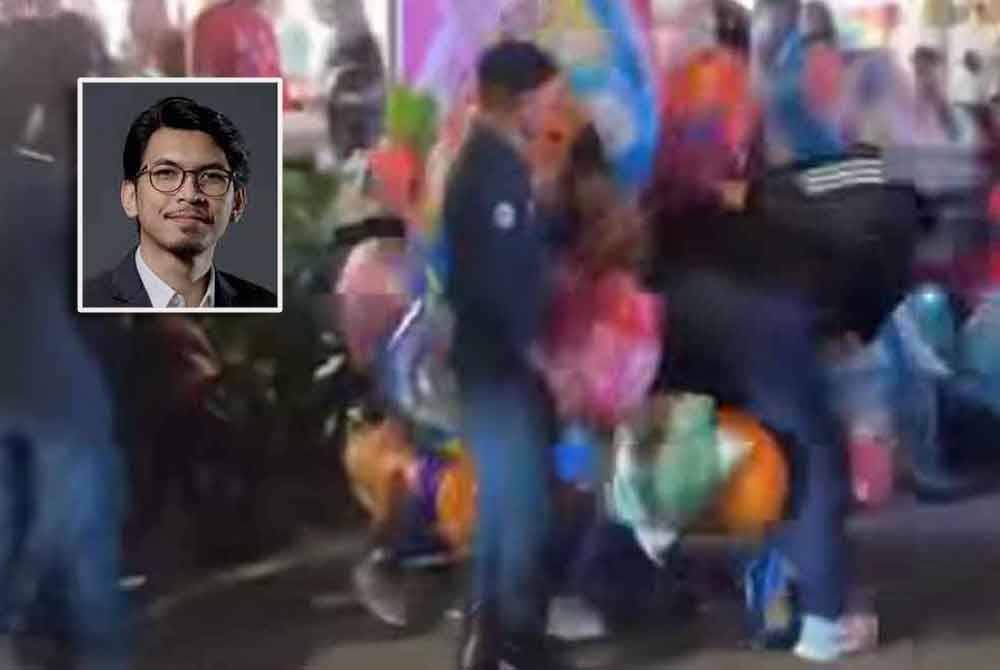 Rakaman video yang dipercayai diambil peniaga sekitar lokasi itu mulanya menunjukkan beberapa anggota penguat kuasa DBKL sedang merampas belon yang dijual seorang individu. (Gambar kecil: Muhammad Kamil)