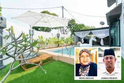 Homestay lebih besar dan berhalaman luas serta dilengkapi pelbagai kemudahan menjadi pilihan tetamu untuk dijadikan tempat berkumpul semua ahli keluarga sempena Aidilfitri. Gambar kecil: Noor Adzilah dan Ahmad Firdaus