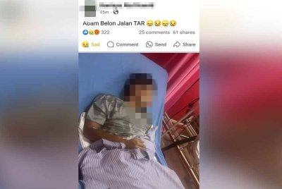 Keadaan peniaga belon yang sedang dirawat di Hospital Serdang selepas didakwa dikasari pegawai penguat kuasa DBKL.
