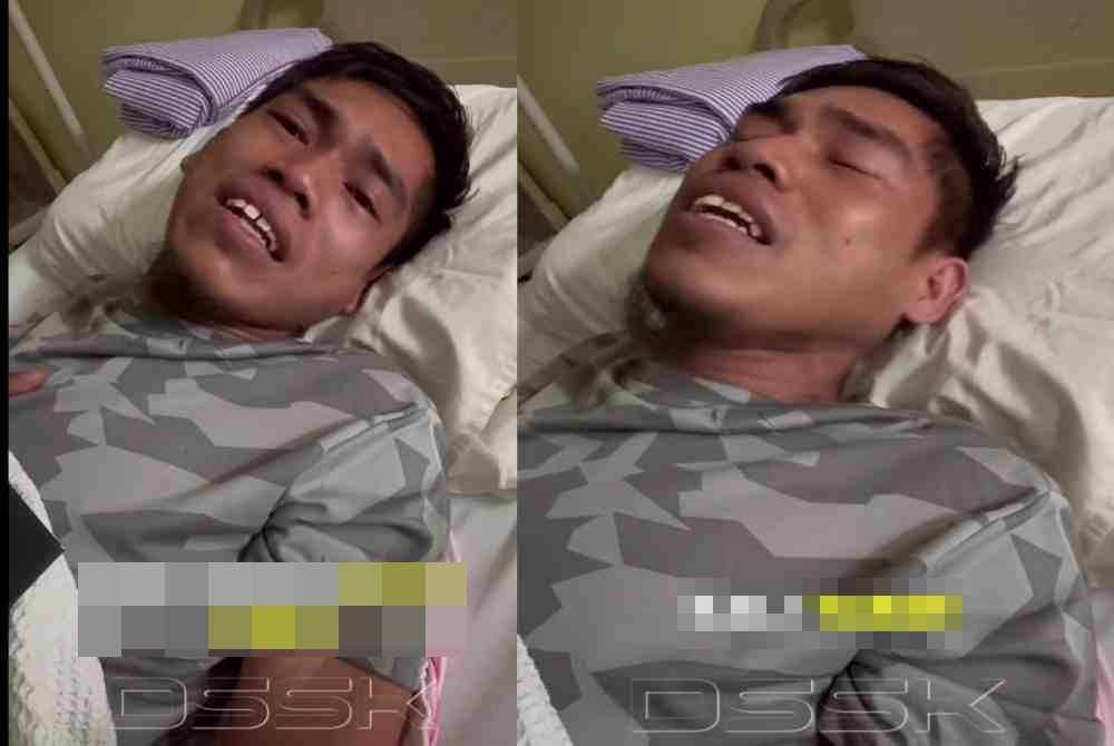 Tangkap layar peniaga belon atau kini dikenali sebagai 'Abang Belon' yang kini menerima rawatan di hospital.