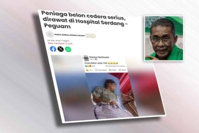 Laporan Sinar Harian mengenai peniaga belon yang didakwa dikasari pegawai penguat kuasa DBKL kini sedang menerima rawatan di Hospital Serdang selepas dipercayai mengalami kecederaan serius. Gambar kecil: Takiyuddin