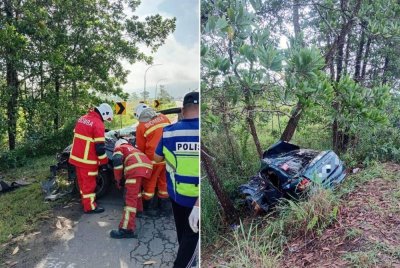 Kereta yang dinaiki tujuh sekeluarga terbabas ke bahu jalan dalam kemalangan berhampiran Klinik Kesihatan Telupid.