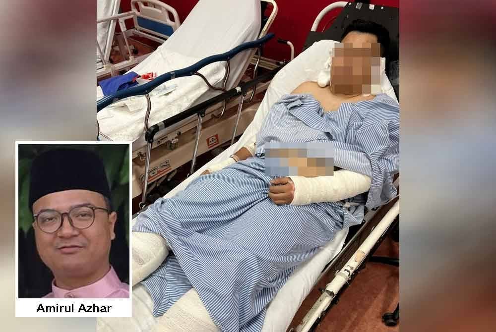 Abang ipar kepada Muhammad Amirul Azhar (gambar kecil) yang turut mengalami kecederaan serius berbanding ahli keluarga lain.