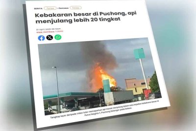 Laporan Sinar Harian berhubung insiden kebakaran besar di Puchong