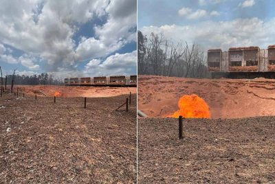 Keadaan api yang hampir padam selepas berjaya dikawal sejak pagi, Selasa.