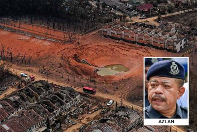 Keadaan semasa di kawasan kebakaran melibatkan kebocoran saluran paip gas di Jalan Putra Harmoni, Putra Heights yang kini padam sepenuhnya ketika tinjauan setakat 12 tengah hari tadi. Foto Bernama