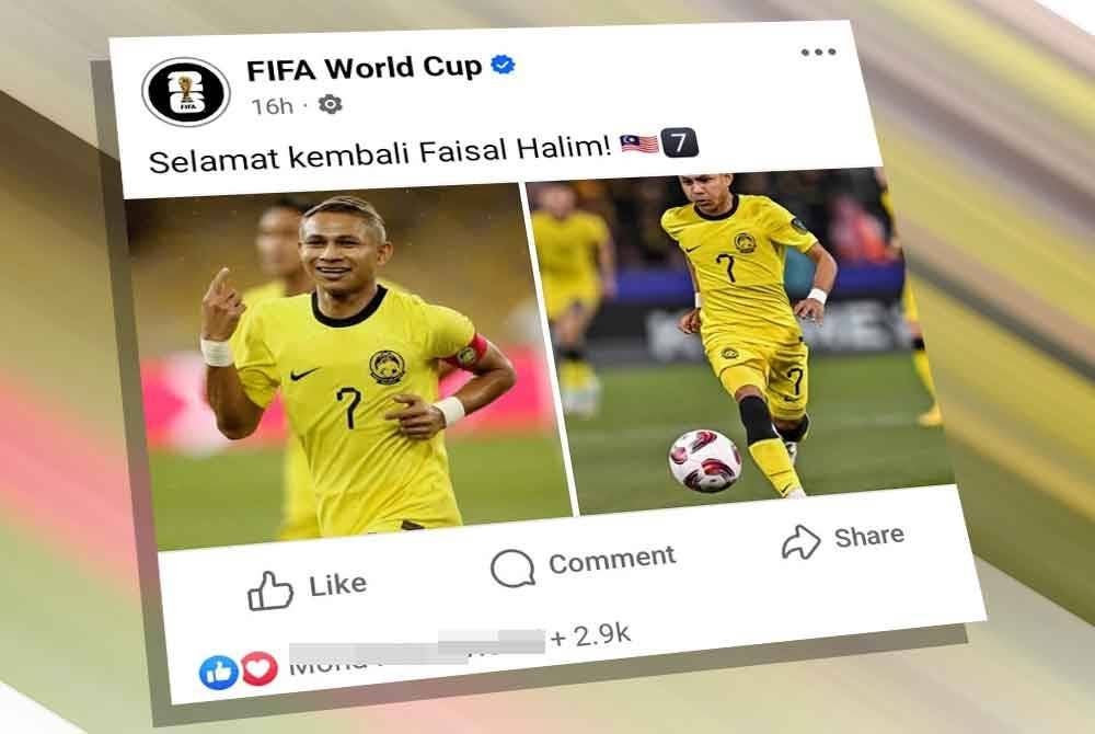 Status yang muat naik di laman sosialnya FIFA World Cup pada Rabu.