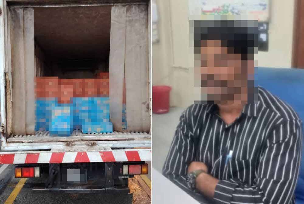 Pemandu lori warga asing disyaki menyeludup minuman keras dipercayai tidak bercukai.