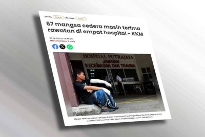 Laporan Sinar Harian berkaitan kejadian kebakaran saluran gas di Putra Heights, Subang Jaya.