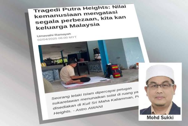 Laporan Sinar Harian mengenai seorang lelaki mengerjakan solat di rumah ibadat bukan Islam, baru-baru ini.