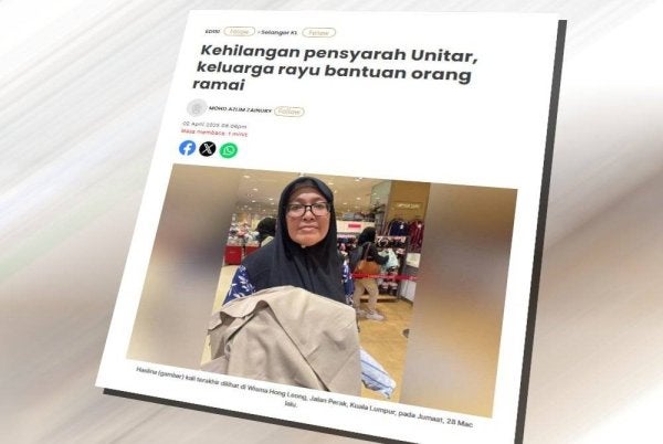 Laporan Sinar Harian berhubung kehilangan pensyarah Unitar, keluarga rayu bantuan orang ramai.