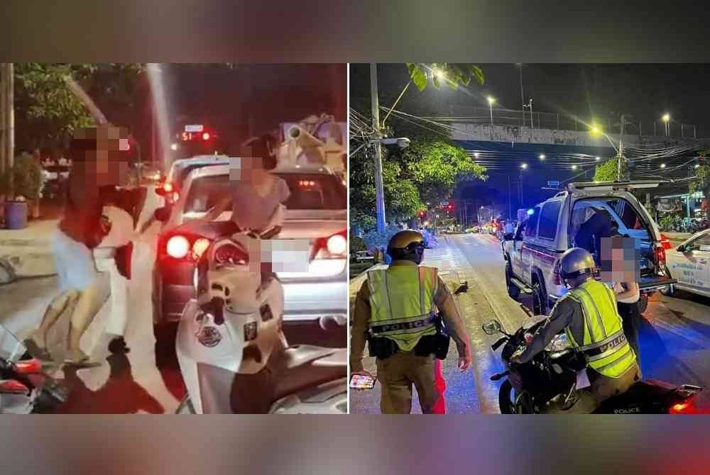 Seorang lelaki di Thailand bertindak ganas apabila menyerang teman lelaki baharu bekas kekasihnya menggunakan parang besar. Foto media sosial