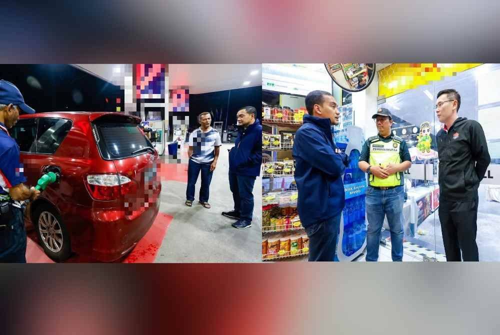Onn Hafiz melakukan pemeriksaan mengejut di beberapa stesen minyak di Johor Bahru. Foto Facebook Onn Hafiz
