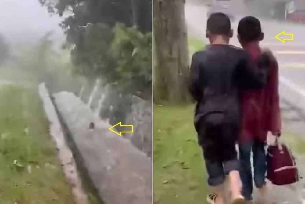 Tular video memaparkan insiden seorang kanak-kanak dihanyutkan arus deras dalam sebuah longkang.