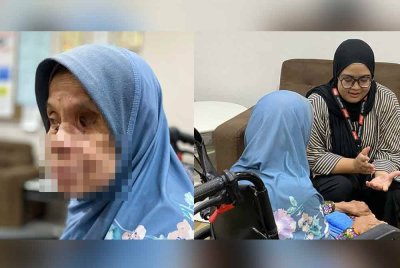 Maryam terpaksa membuang bebola mata kirinya kerana masalah penglihatan atas nasihat doktor (gambar kiri). Maryam menceritakan kisah hidupnya yang ditimpa ujian berkali-kali sejak kecil. (gambar kanan)