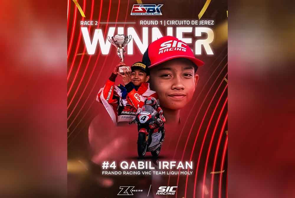 Qabil muncul juara Perlumbaan 2 ESBK Talent di Litar Jerez pada Ahad.