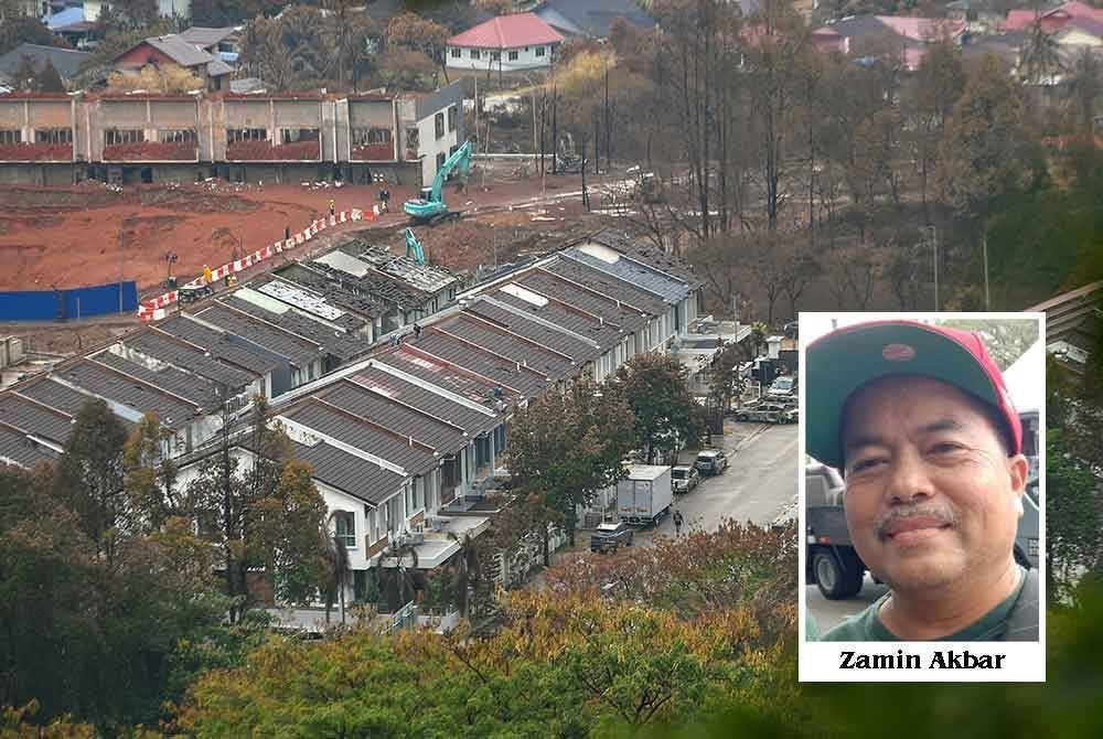 Keadaan semasa kawasan kebakaran yang melibatkan saluran paip gas di Jalan Putra Harmoni, Putra Heights. Foto Bernama