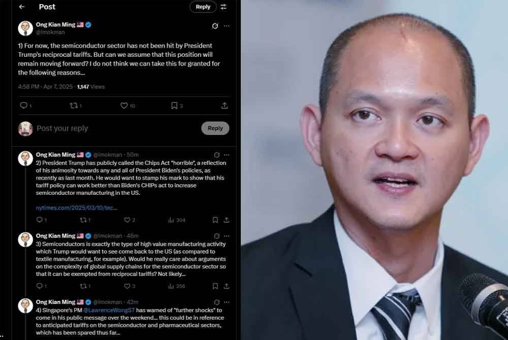 Hantaran Kian Ming di X pada Isnin.