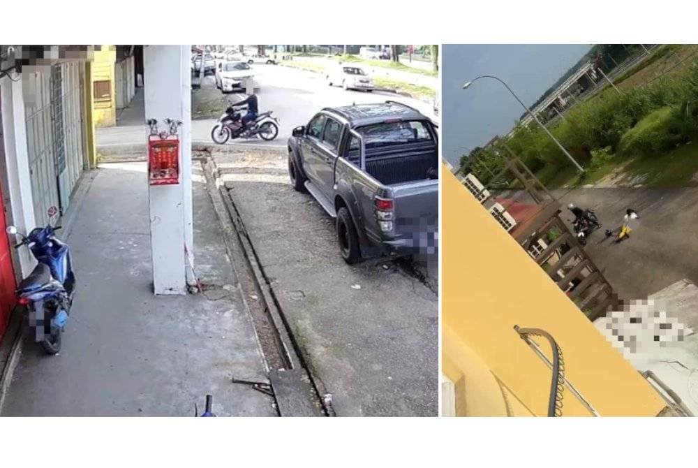 Rakaman kejadian samun menggunakan parang yang berlaku di daerah Kulai pada Jumaat lalu. Foto IPD Kulai