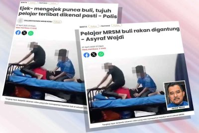 Laporan Sinar Harian mengenai kes buli pelajar di sebuah MRSM di Pulau Pinang.