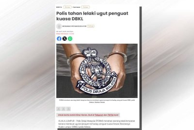 Laporan Sinar Harian berhubung penahanan lelaki terbabit pada Selasa lepas.