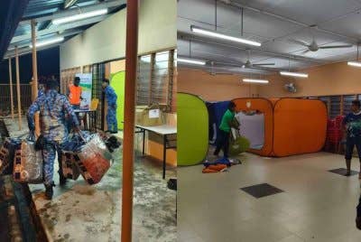 PPS yang dibuka di Balai Raya Kampung Permatang Pasir di Port Dickson bagi menempatkan mangsa banjir. Foto APM Negeri Sembilan