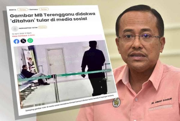 Ahmad Samsuri sahkan beliau ditahan sementara di KKIA, gambar tular duduk di kerusi lapangan terbang adalah benar.