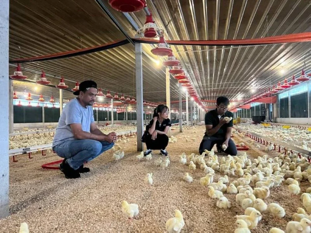 Mohamad Adam (kiri) kini mengakui dengan sokongan kerajaan, bidang penternakan yang diceburi membuahkan hasil dan terus berkembang.