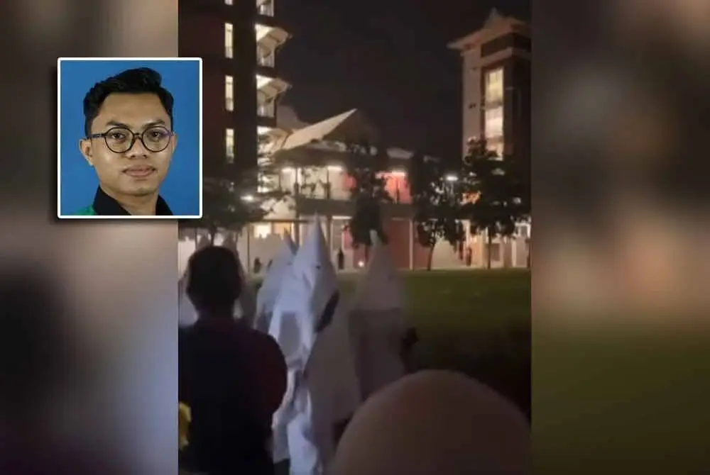 Video sekumpulan pelajar UiTM yang mengenakan jubah seakan KKK tular di media sosial. Gambar kecil: Muhammad Adib Irfan Fazli