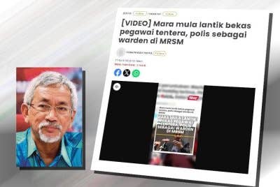 Laporan Sinar Harian berkaitan Mara mula lantik bekas pegawai tentera, polis sebagai warden di MRSM. (Gambar kecil: Mohamad Ali)
