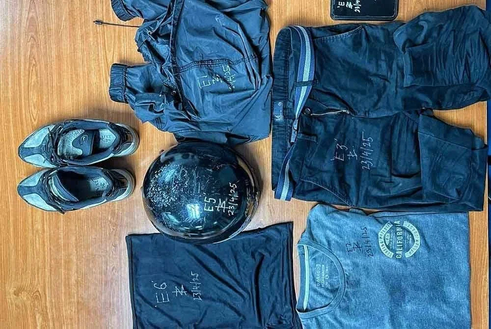 Pakaian yang dipercayai dipakai ketika melakukan jenayah ragut.